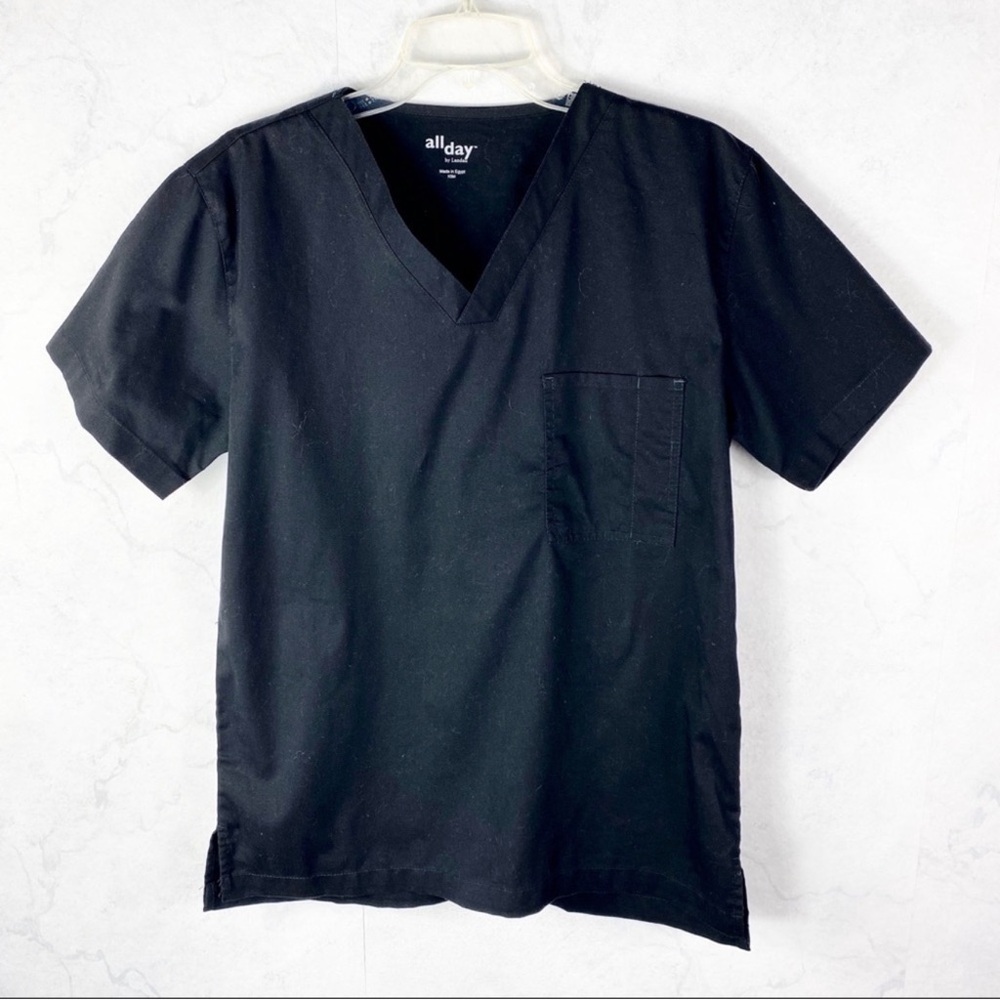 Women's Classic Black V-Neck Scrub Top